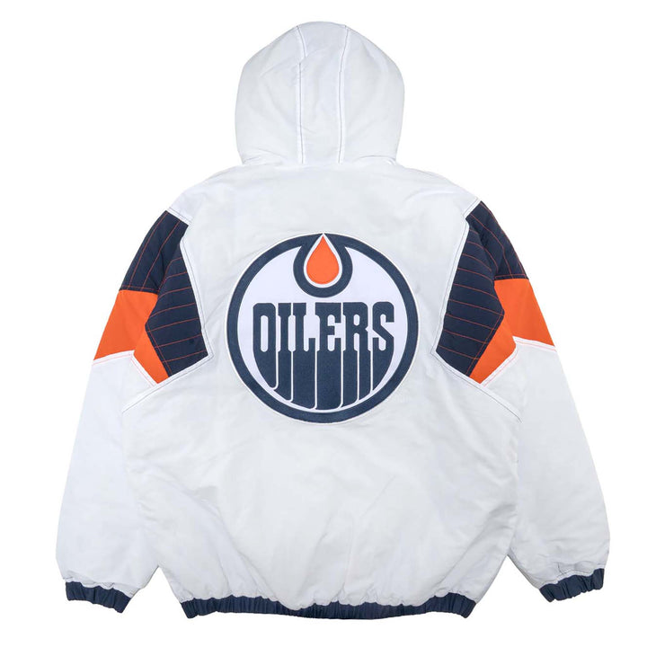 Edmonton Oilers Violent Gentlemen White & Orange Half-Zip Jacket