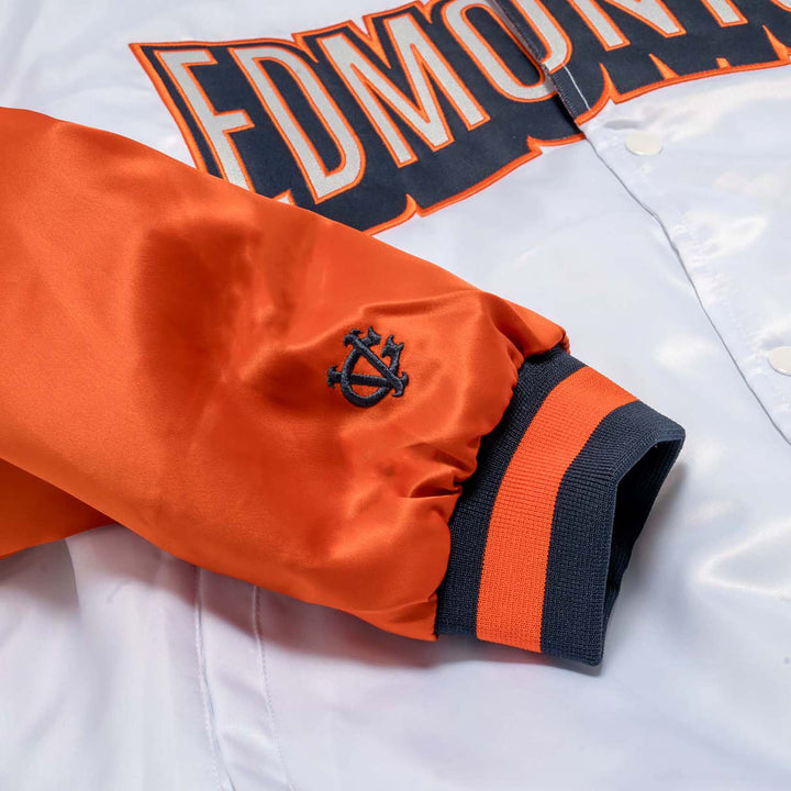 Edmonton Oilers Violent Gentlemen White & Orange Satin Snap Jacket