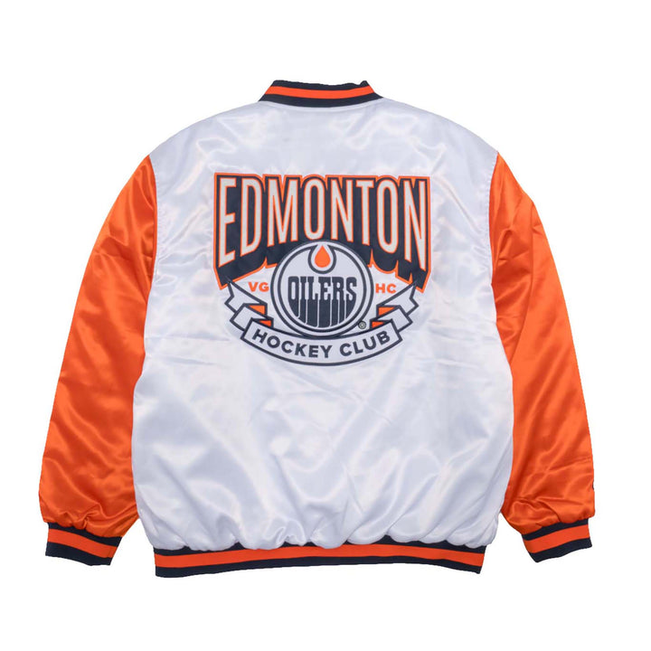 Edmonton Oilers Violent Gentlemen White & Orange Satin Snap Jacket