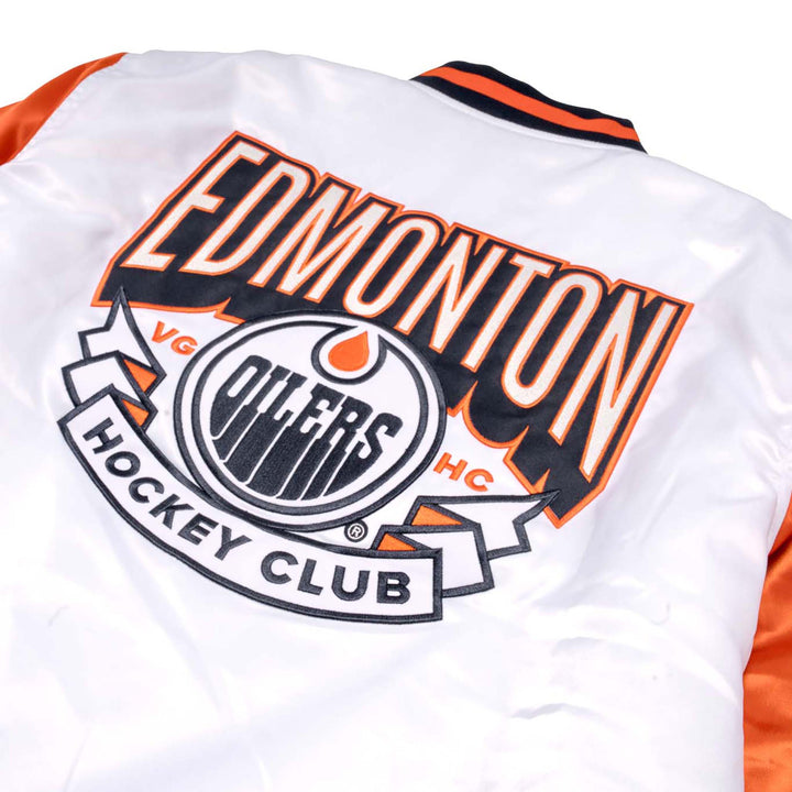 Edmonton Oilers Violent Gentlemen White & Orange Satin Snap Jacket