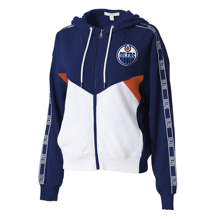 Edmonton Oilers Women's WEAR by Erin Andrews Colorblock Full-Zip Hoodie