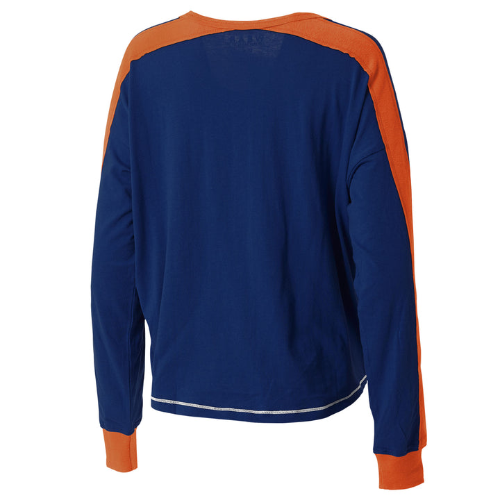 Edmonton Oilers Women's WEAR by Erin Andrews Navy Colorblock Raglan Long Sleeve T-Shirt