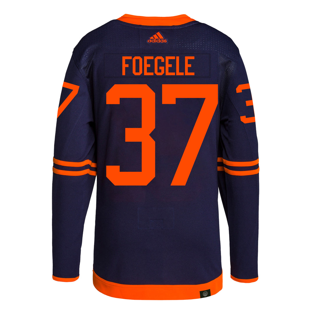 Warren Foegele Edmonton Oilers adidas Primegreen Authentic Navy Alternate Jersey