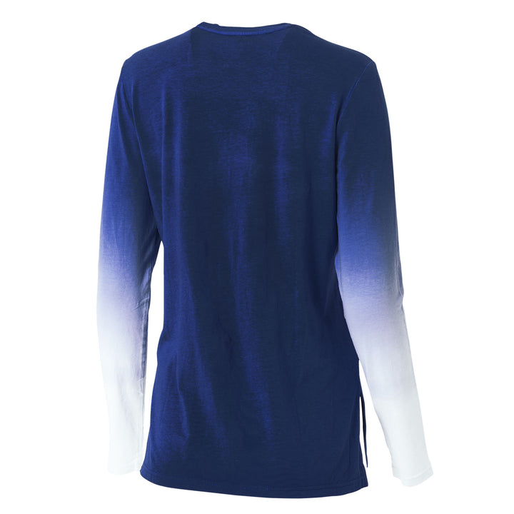 Edmonton Oilers Women's WEAR by Erin Andrews Blue Dip Dye Long Sleeve T-Shirt