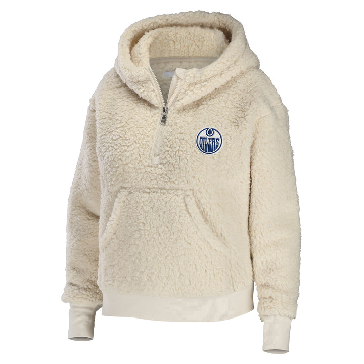 Edmonton Oilers Women's WEAR by Erin Andrews Cream Sherpa Half-Zip Hoodie