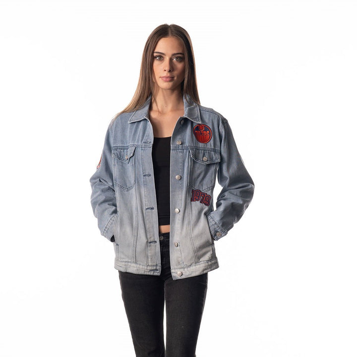 Edmonton Oilers Women's The Wild Collective Denim Jacket