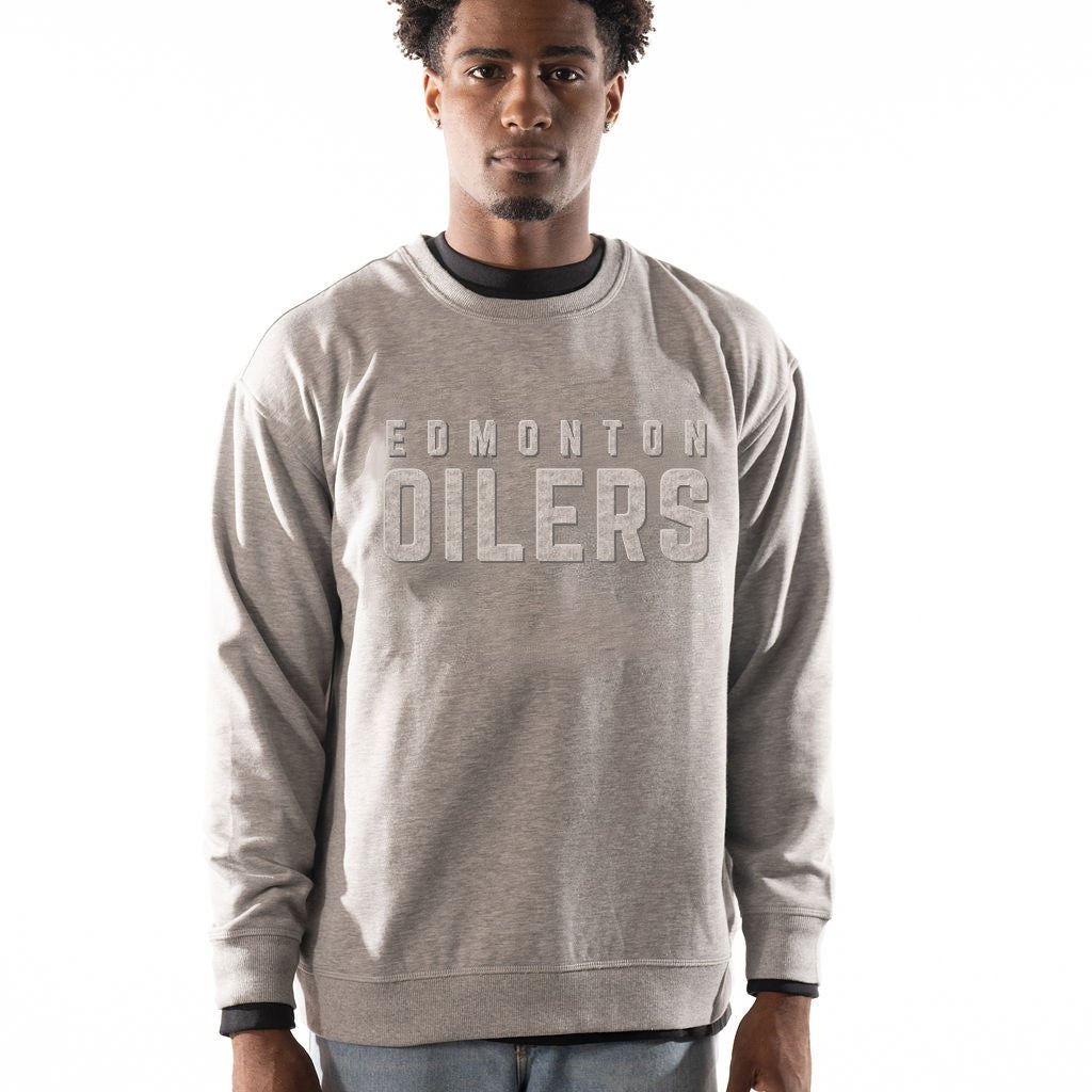 Edmonton Oilers Unisex The Wild Collective Embossed Grey Crewneck Sweatshirt