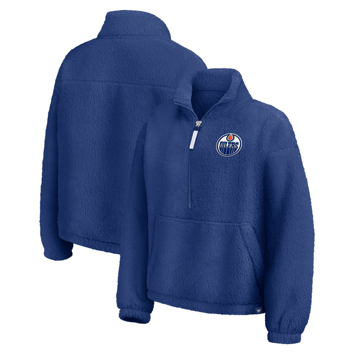 Edmonton Oilers Women's Fanatics Blue Breakout Sherpa Half-Zip Sweatshirt