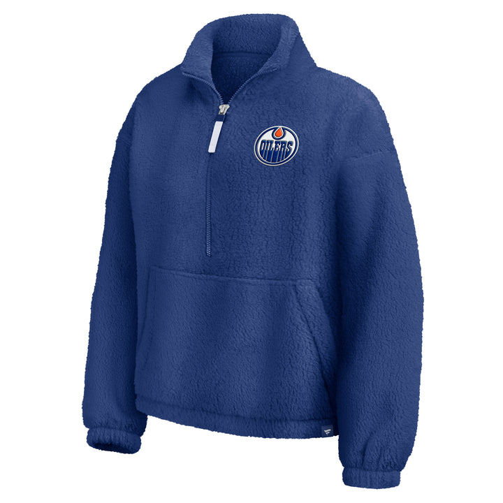 Edmonton Oilers Women's Fanatics Blue Breakout Sherpa Half-Zip Sweatshirt