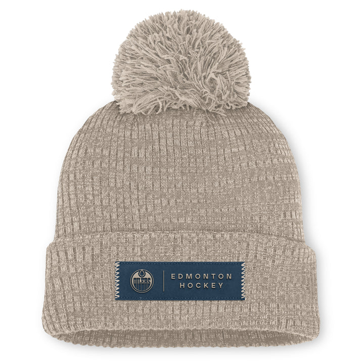 Edmonton Oilers Women's Fanatics Cream 2026-27 Authentic Pro Road Cuffed Toque w/Pom
