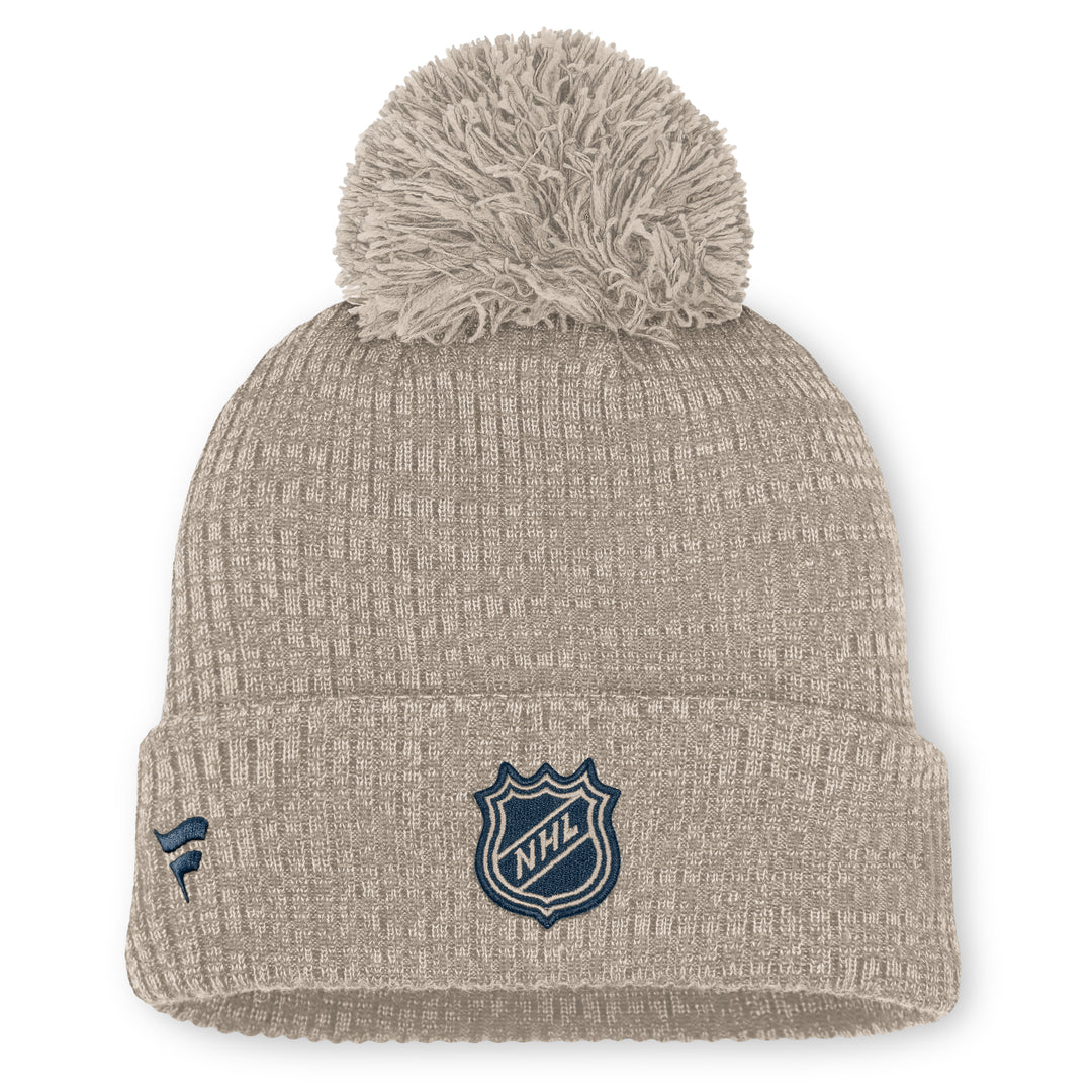 Edmonton Oilers Women's Fanatics Cream 2026-27 Authentic Pro Road Cuffed Toque w/Pom
