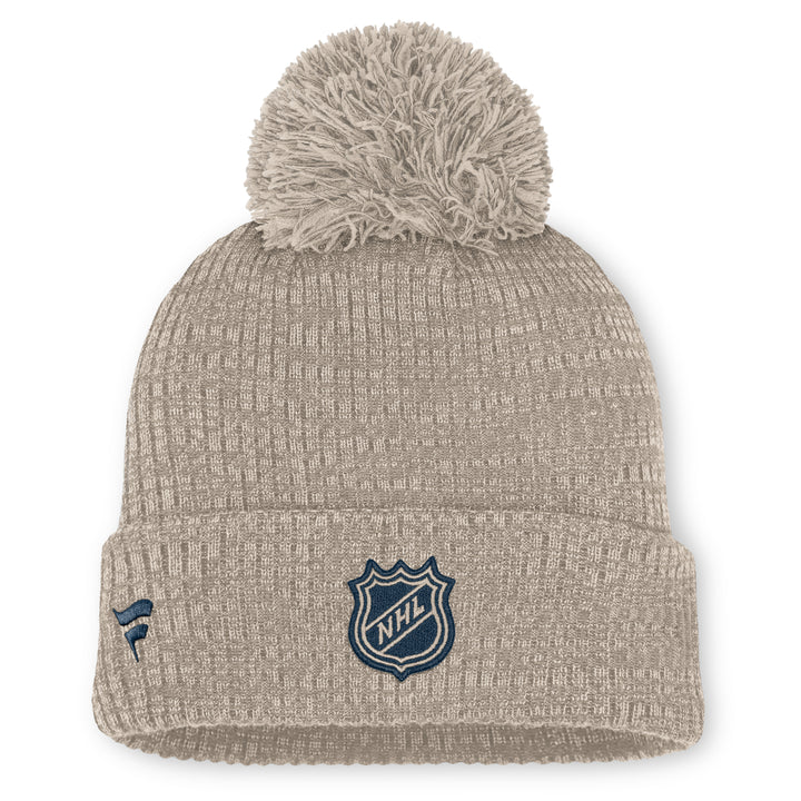 Edmonton Oilers Women's Fanatics Cream 2026-27 Authentic Pro Road Cuffed Toque w/Pom