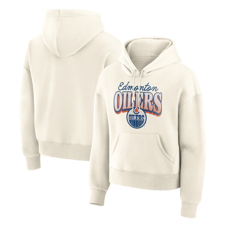 Edmonton Oilers Women's Fanatics Rewind Cream Pullover Hoodie