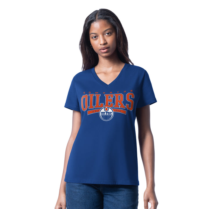 Edmonton Oilers Women's G-III Blue Cheer Dance T-Shirt