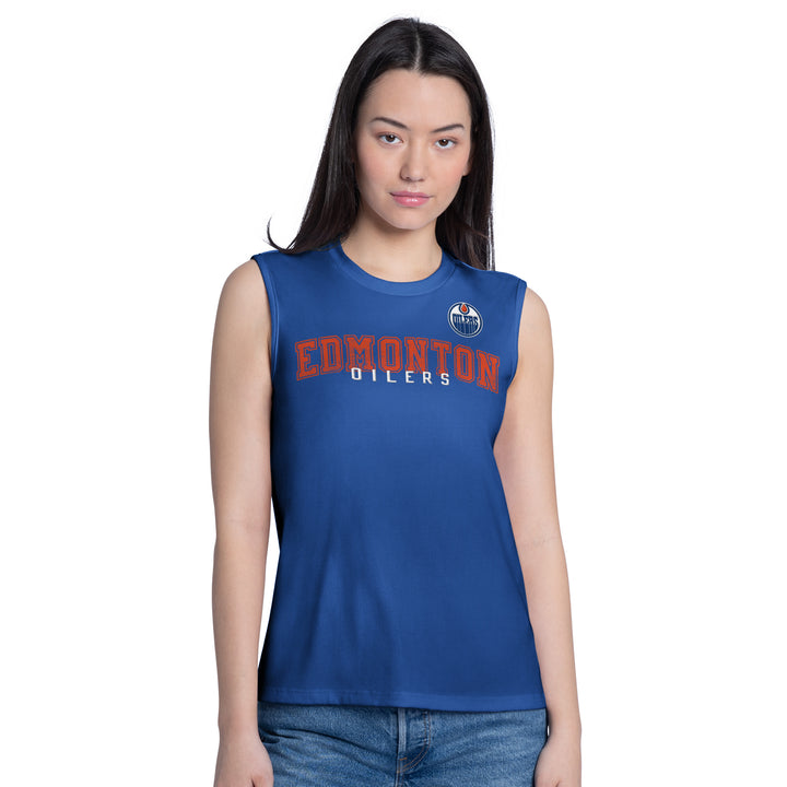 Edmonton Oilers Women's G-III Blue Close Call Tank Top