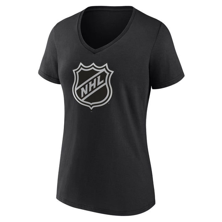 Edmonton Oilers Women's Fanatics NHL Shield Black V-Neck T-Shirts