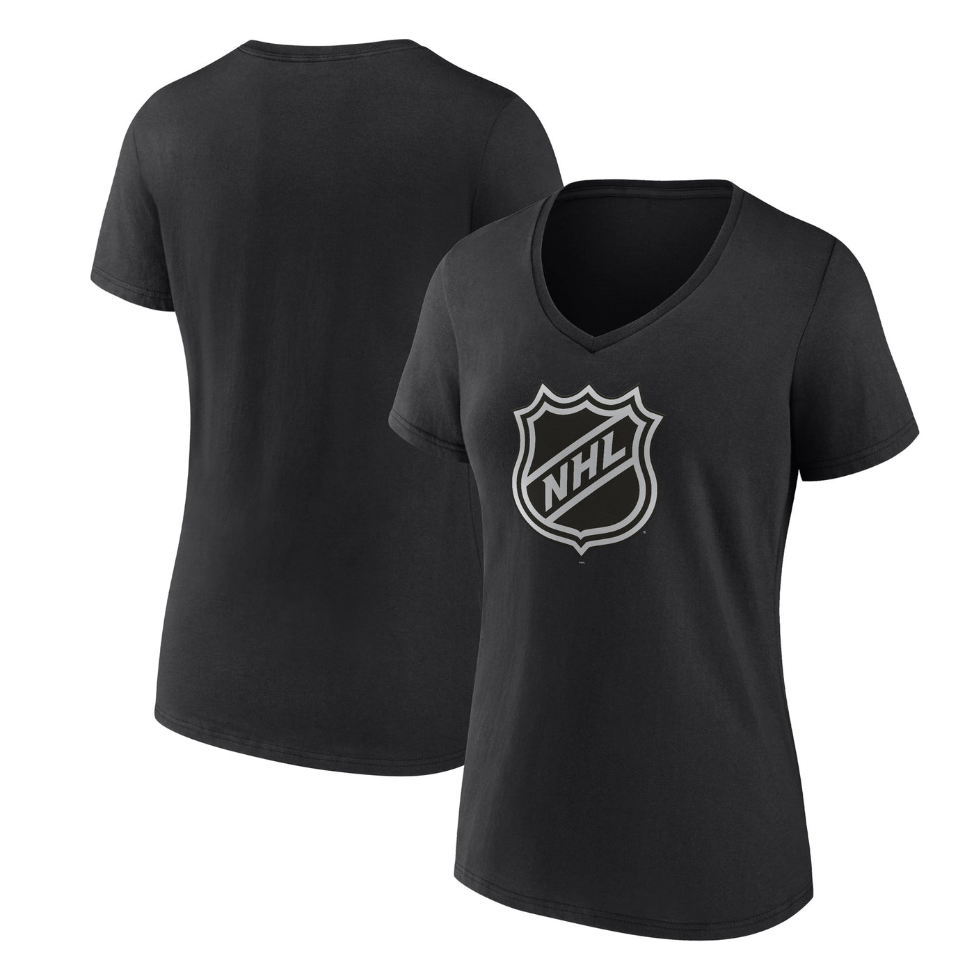 Edmonton Oilers Women's Fanatics NHL Shield Black V-Neck T-Shirts