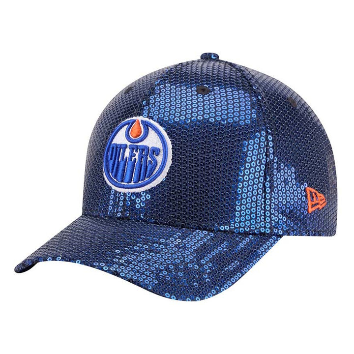 Edmonton Oilers Women's New Era Blue Sequin 9FORTY M-Crown Snapback Hat