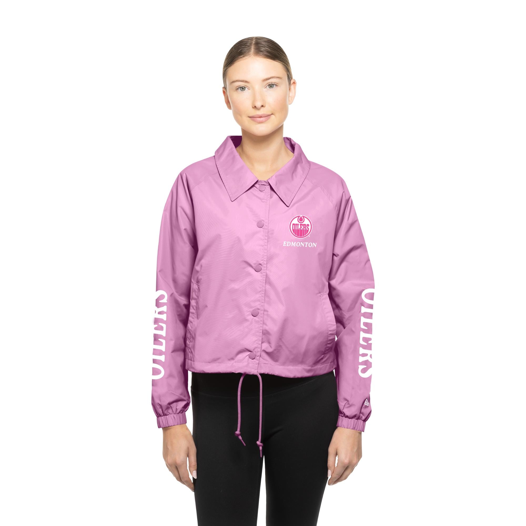 ジャケット・アウター 26SS COACH JKT PINK 1 Edmonton Oilers Women's New Era Pink Coach's Jacket – ICE District