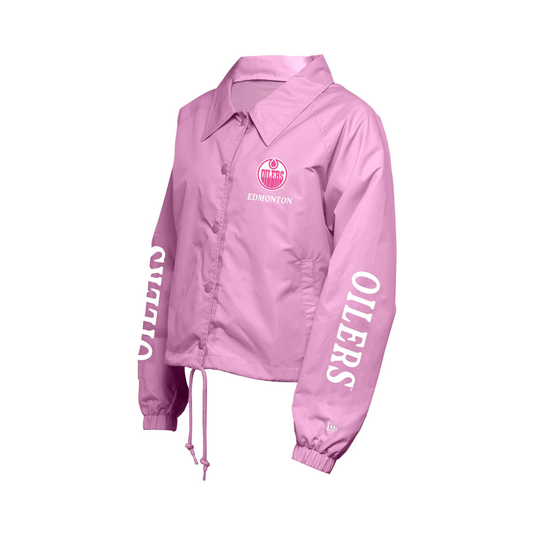 Edmonton Oilers Women's New Era Pink Coach's Jacket
