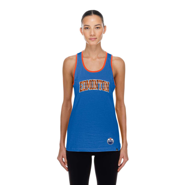Edmonton Oilers Women's New Era Sequin Blue Tank Top