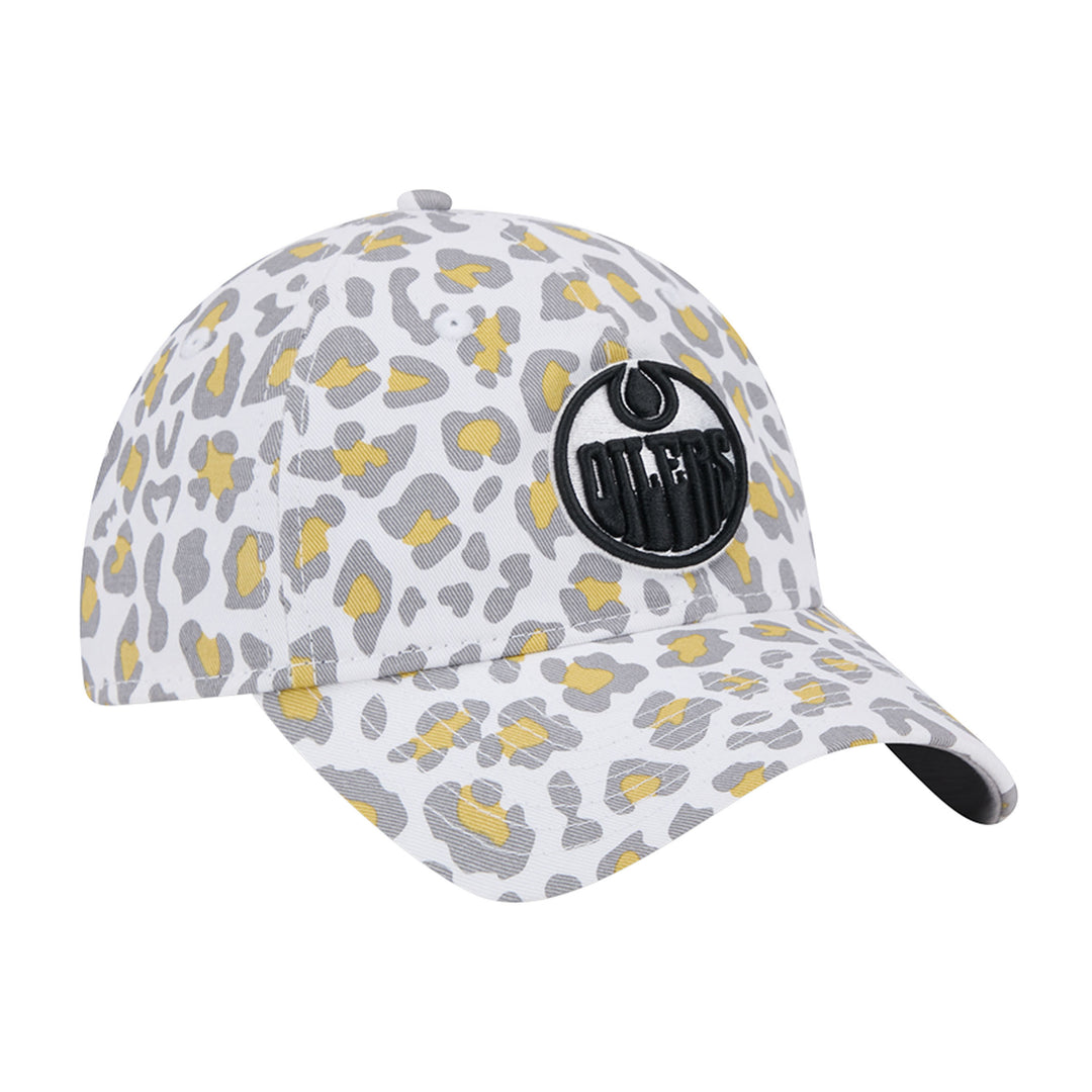 Edmonton Oilers Women's New Era White & Black Active Animal Print 9TWENTY Adjustable Hat