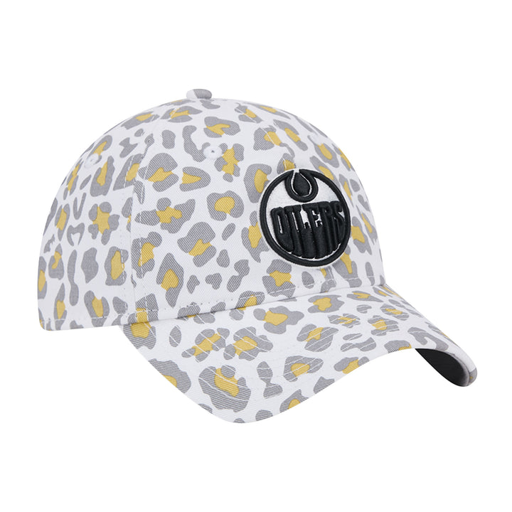 Edmonton Oilers Women's New Era White & Black Active Animal Print 9TWENTY Adjustable Hat