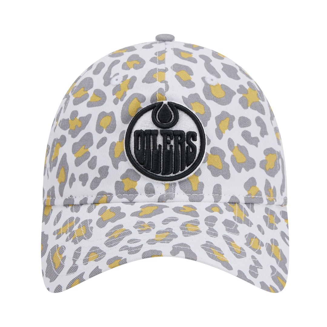 Edmonton Oilers Women's New Era White & Black Active Animal Print 9TWENTY Adjustable Hat