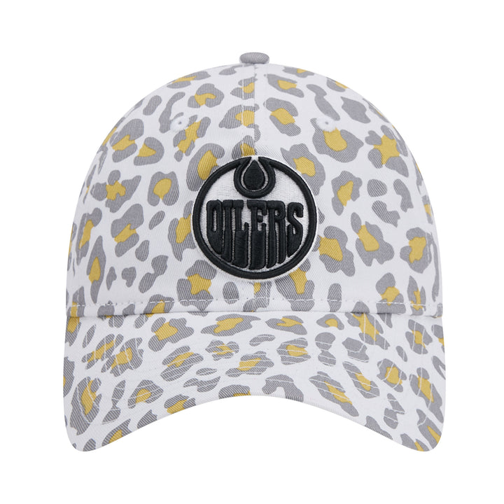 Edmonton Oilers Women's New Era White & Black Active Animal Print 9TWENTY Adjustable Hat