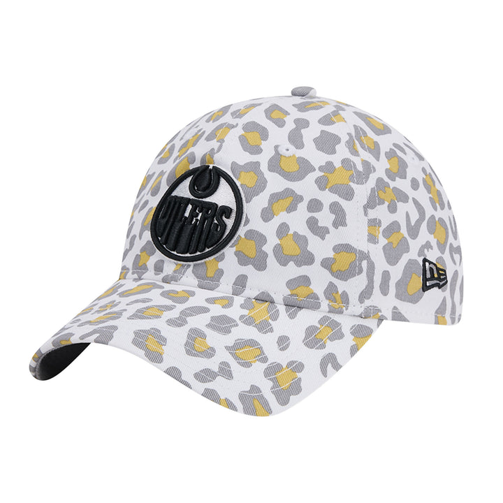 Edmonton Oilers Women's New Era White & Black Active Animal Print 9TWENTY Adjustable Hat