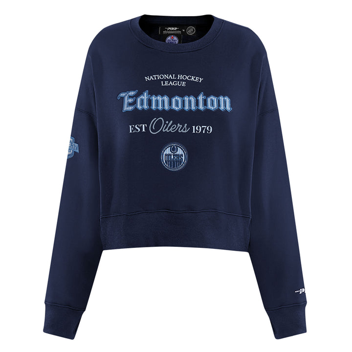 Edmonton Oilers Women's Pro Standard Country Club Blue Boxy Cropped Crewneck Sweatshirt