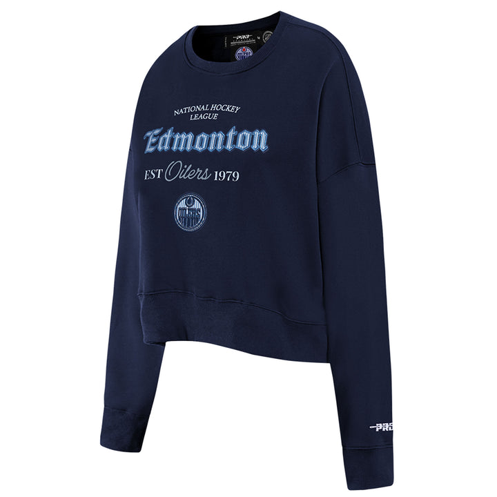 Edmonton Oilers Women's Pro Standard Country Club Blue Boxy Cropped Crewneck Sweatshirt