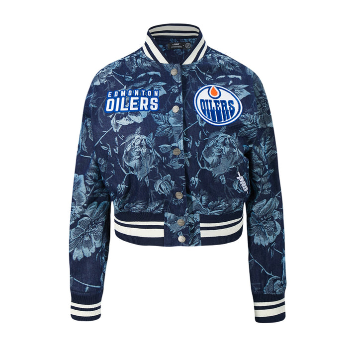 Edmonton Oilers Women's Pro Standard Floral Denim Cropped Jacket