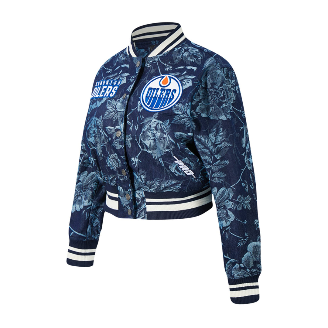 Edmonton Oilers Women's Pro Standard Floral Denim Cropped Jacket