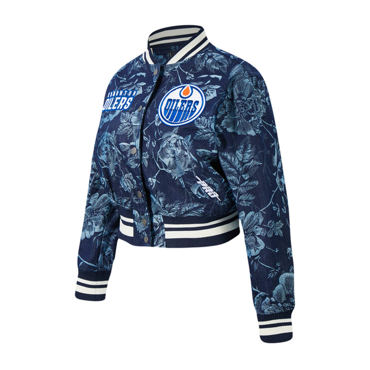 Edmonton Oilers Women's Pro Standard Floral Denim Cropped Jacket