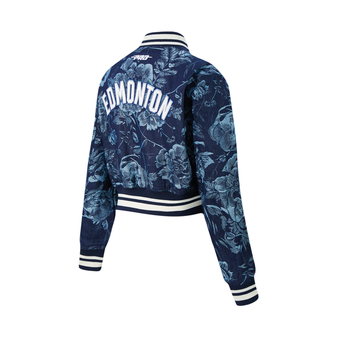 Edmonton Oilers Women's Pro Standard Floral Denim Cropped Jacket