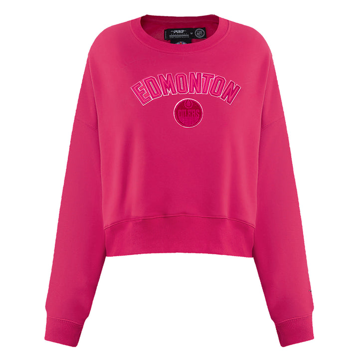 Edmonton Oilers Women's Pro Standard Triple Pink Boxy Cropped Crewneck Sweatshirt