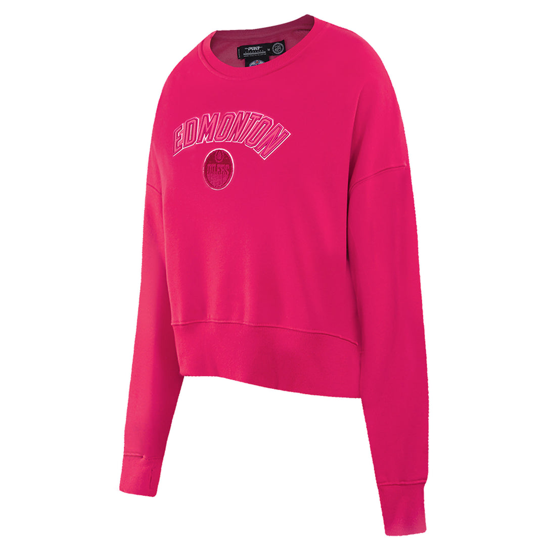 Edmonton Oilers Women's Pro Standard Triple Pink Boxy Cropped Crewneck Sweatshirt