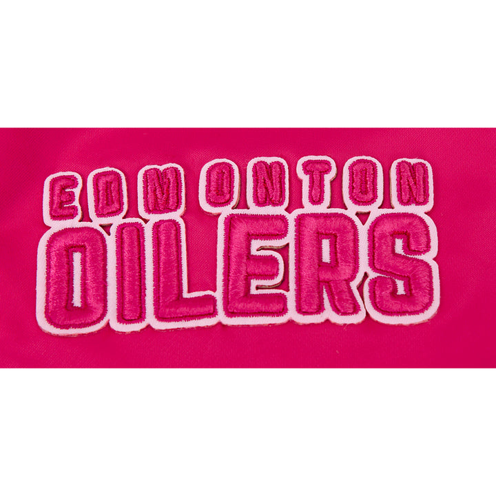 Edmonton Oilers Women's Pro Standard Triple Pink Satin Varsity Jacket