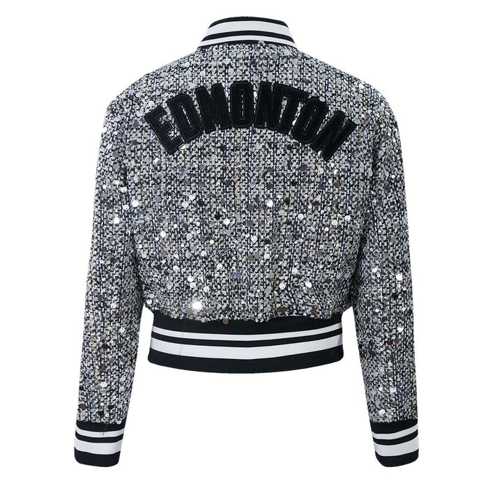 Edmonton Oilers Women's Pro Standard Tweed Sequin Cropped Jacket