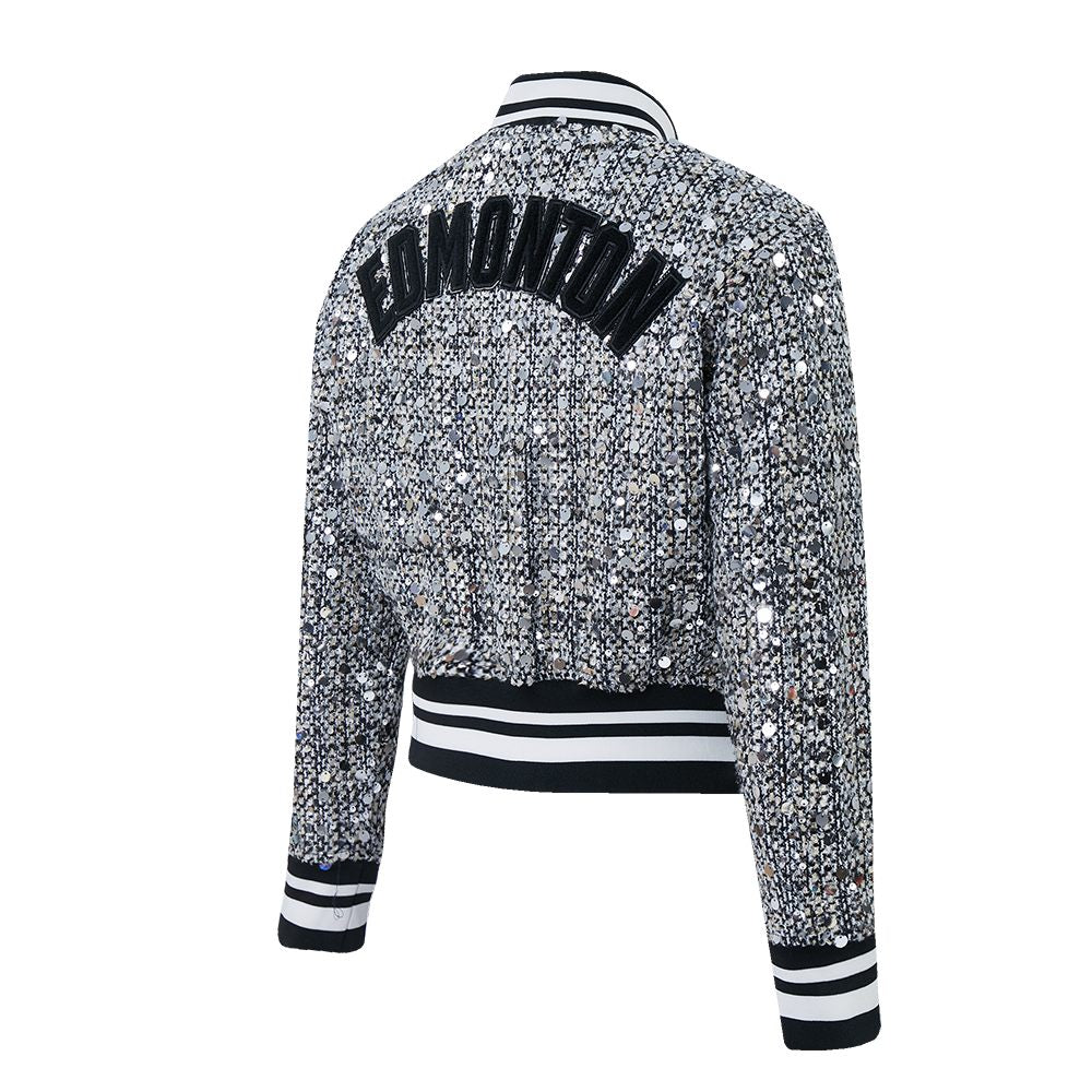 Edmonton Oilers Women's Pro Standard Tweed Sequin Cropped Jacket