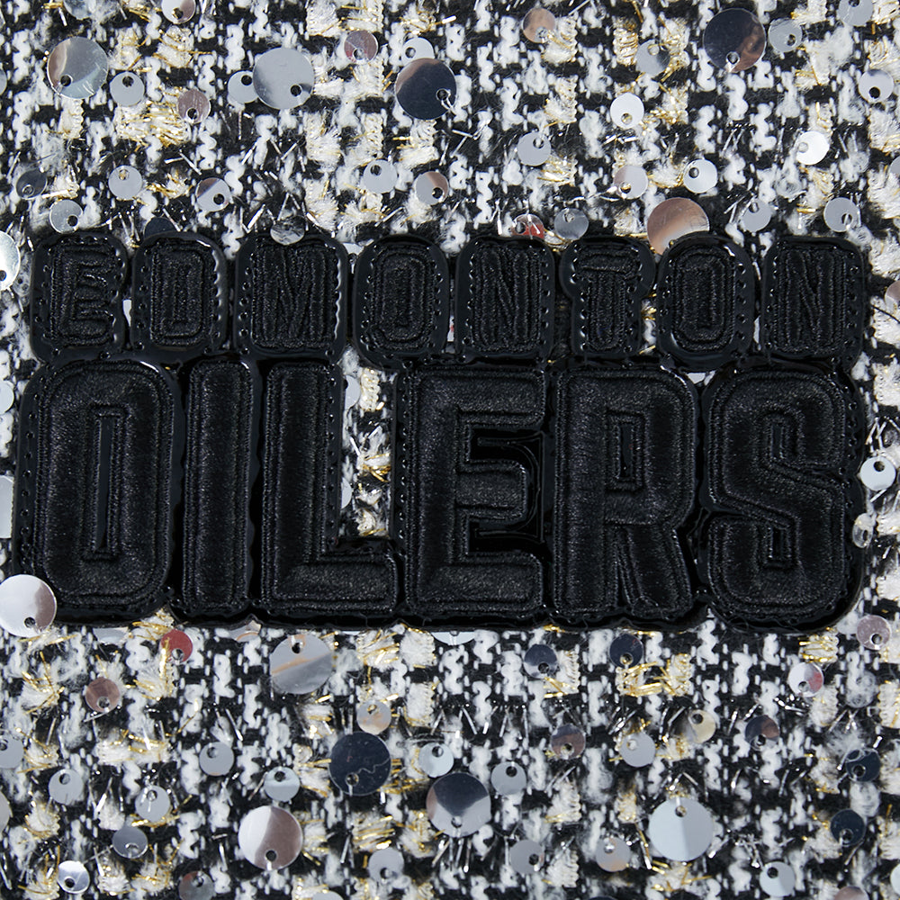 Edmonton Oilers Women's Pro Standard Tweed Sequin Cropped Jacket