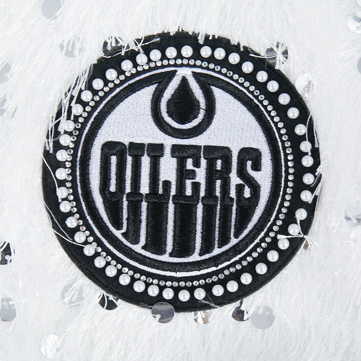 Edmonton Oilers Women's Pro Standard White Fringe Sequin Cropped Jacket