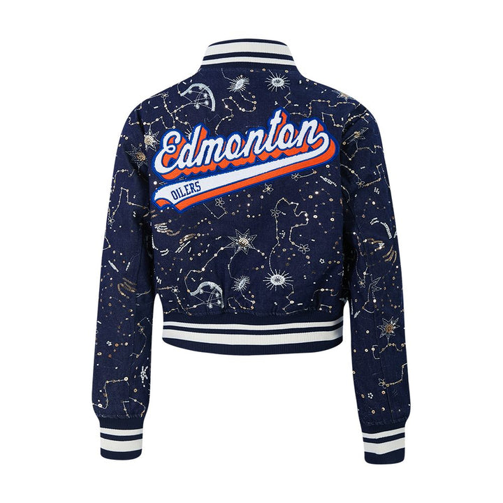 Edmonton Oilers Women's Pro Standard Zodiac Denim Cropped Jacket