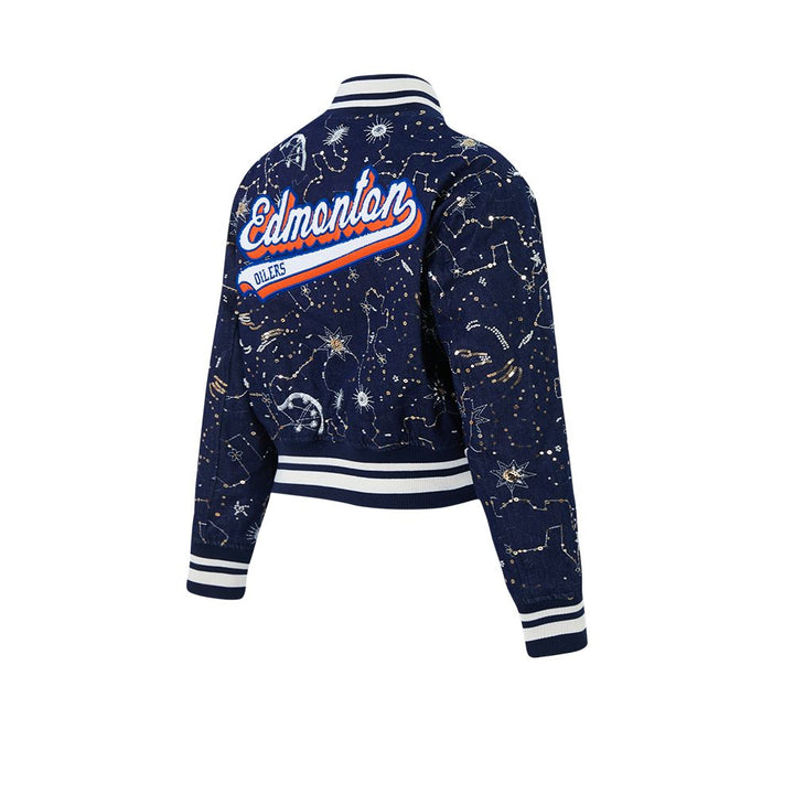 Edmonton Oilers Women's Pro Standard Zodiac Denim Cropped Jacket