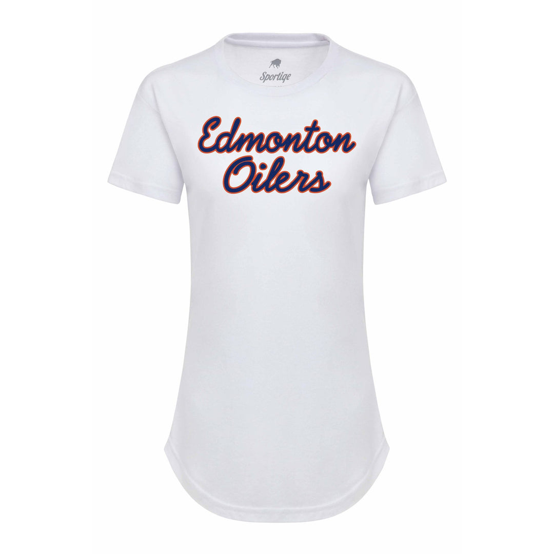Edmonton Script Edmonton Oilers Women's Sportiqe Phoebe Script White T-Shirt – ICE ...