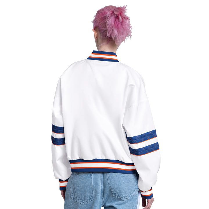 Edmonton Oilers Women's Starter Interception Alternate Logo White Full-Snap Satin Jacket