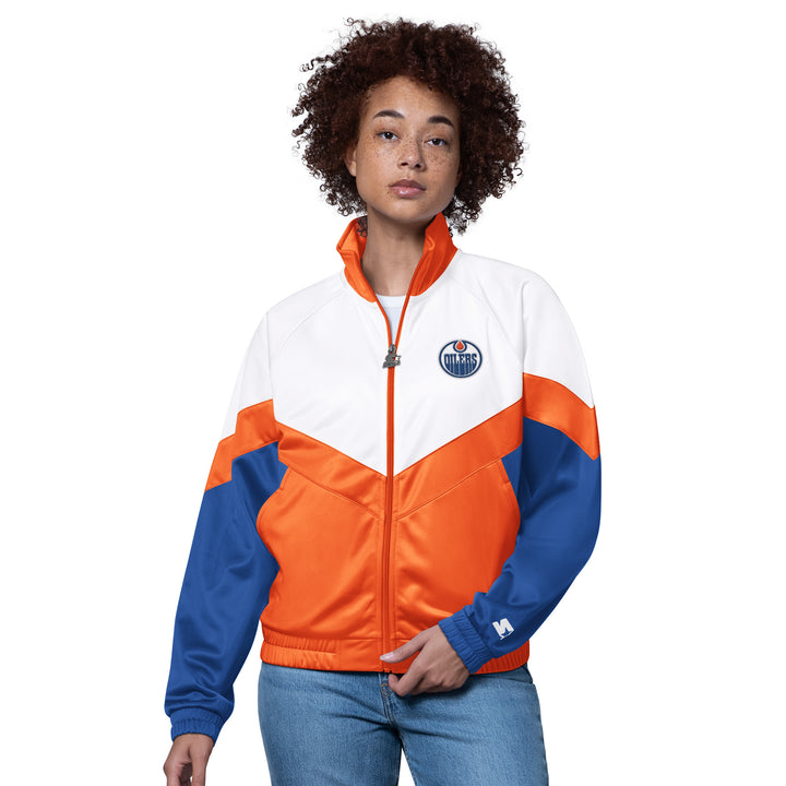 Edmonton Oilers Women's Starter Royal & White Teamwork Full-Zip Jacket