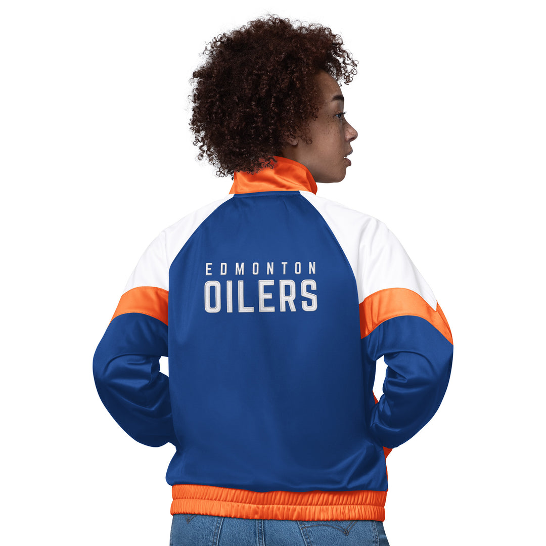 Edmonton Oilers Women's Starter Royal & White Teamwork Full-Zip Jacket