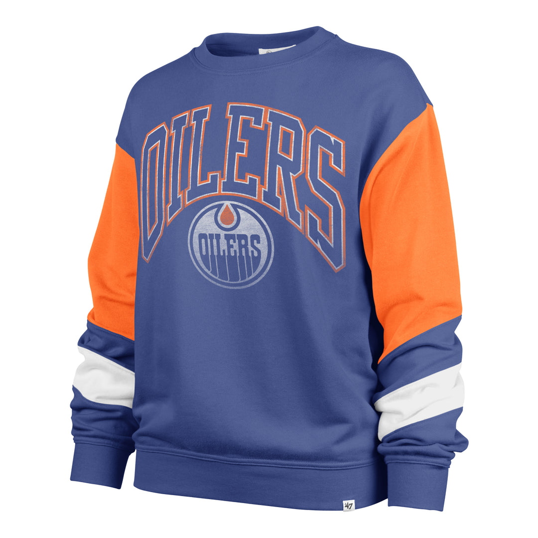 Edmonton Oilers Women's '47 Double Header Nova Blue Crewneck Sweatshirt